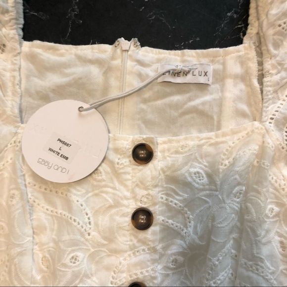 Linen lux short white dress size L - Picture 6 of 10